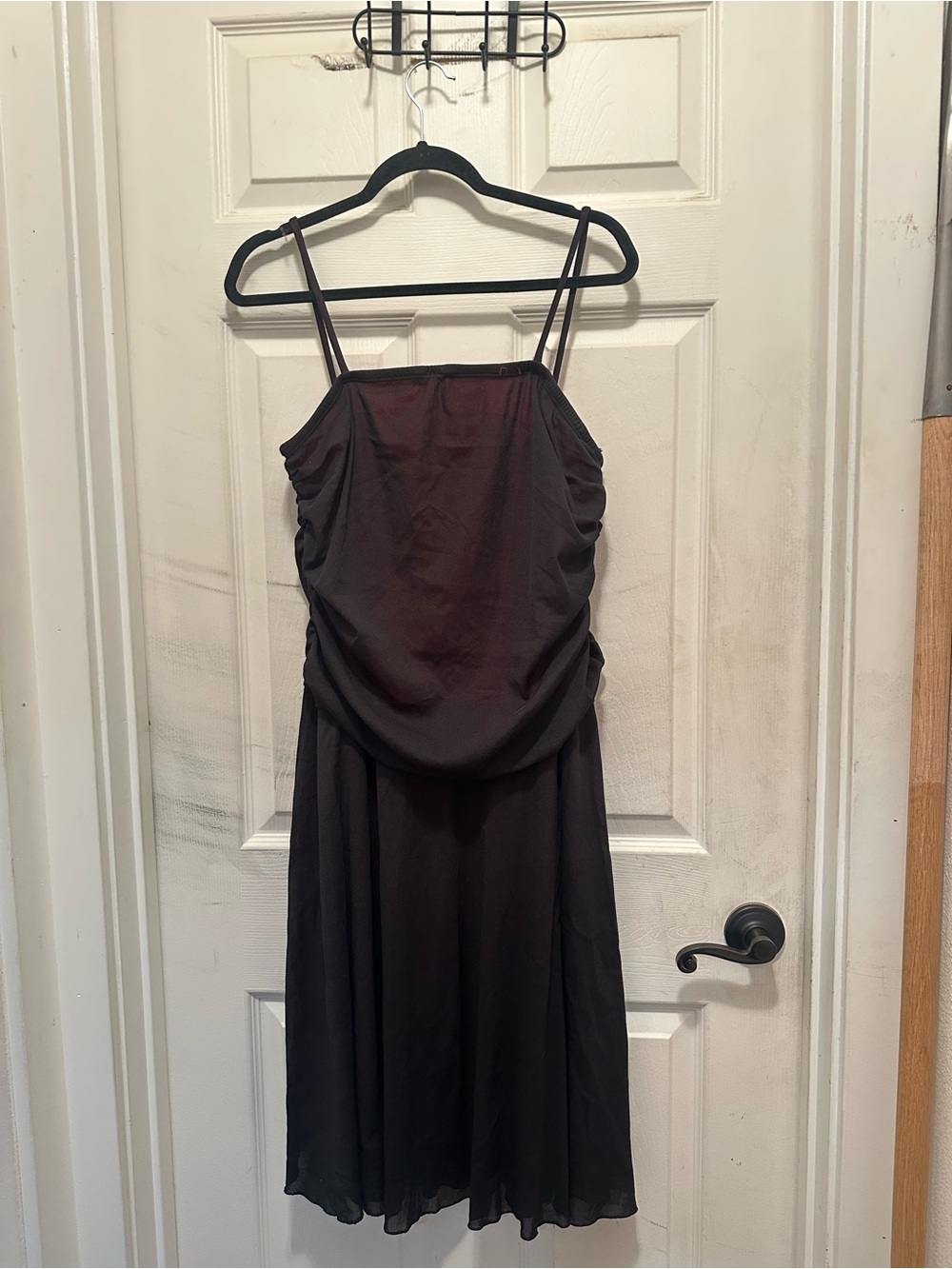 Taboo Black Slip Midi Dress with Draped Bodice Vintage Pink Net Goth Grunge